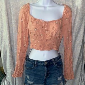 Hollister California Women's Small, Long Sleeved,  Pink Floral blouse